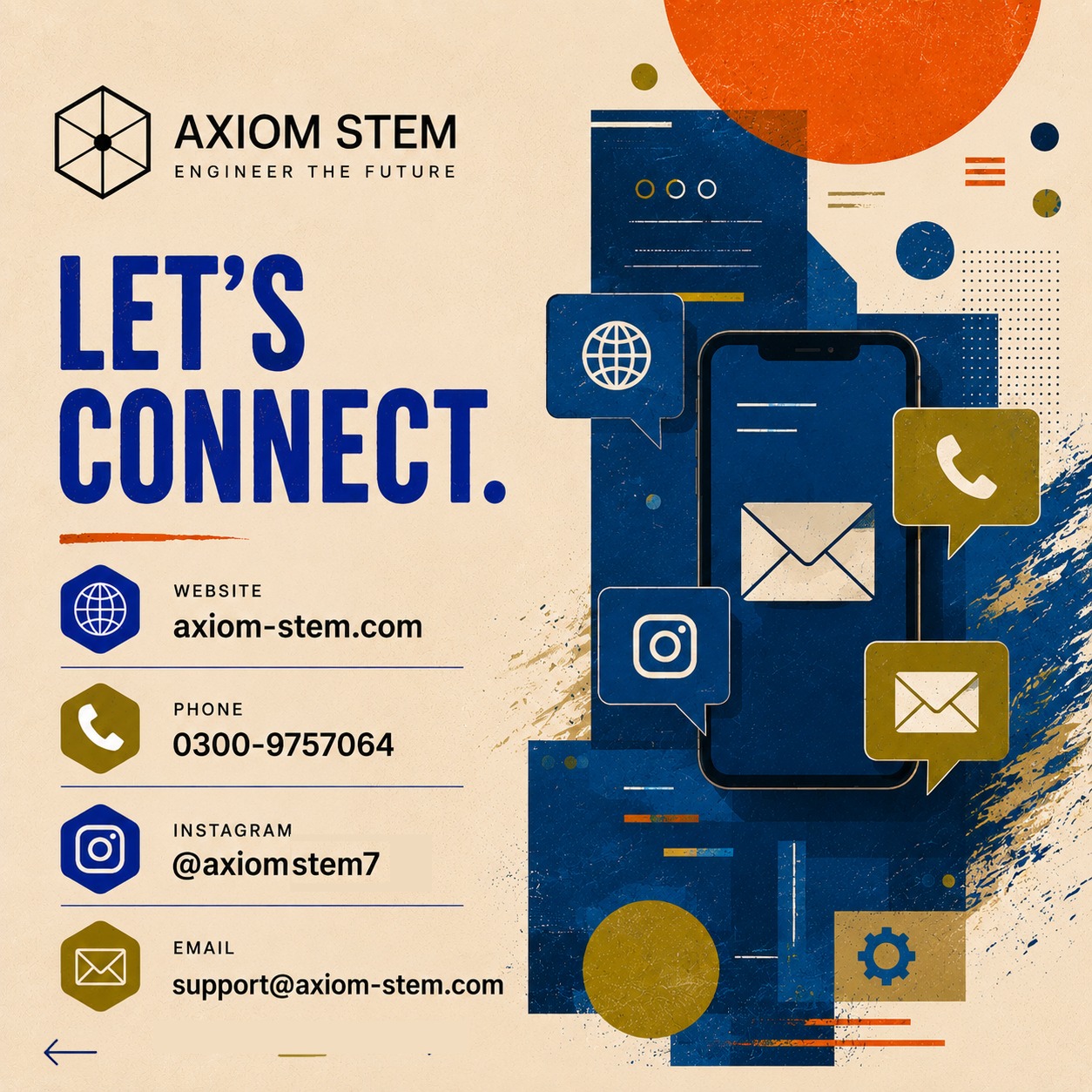 Let's Connect. — website, phone, Instagram and email contact