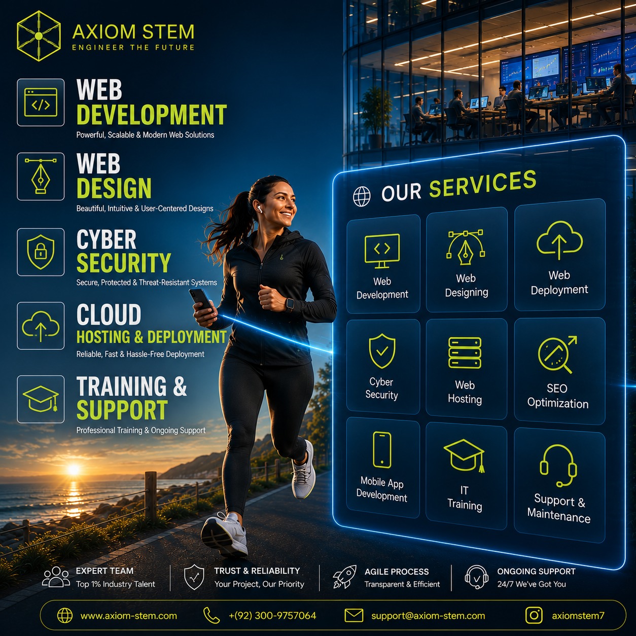 Our Services — web development, cyber security, hosting, SEO, mobile apps, IT training